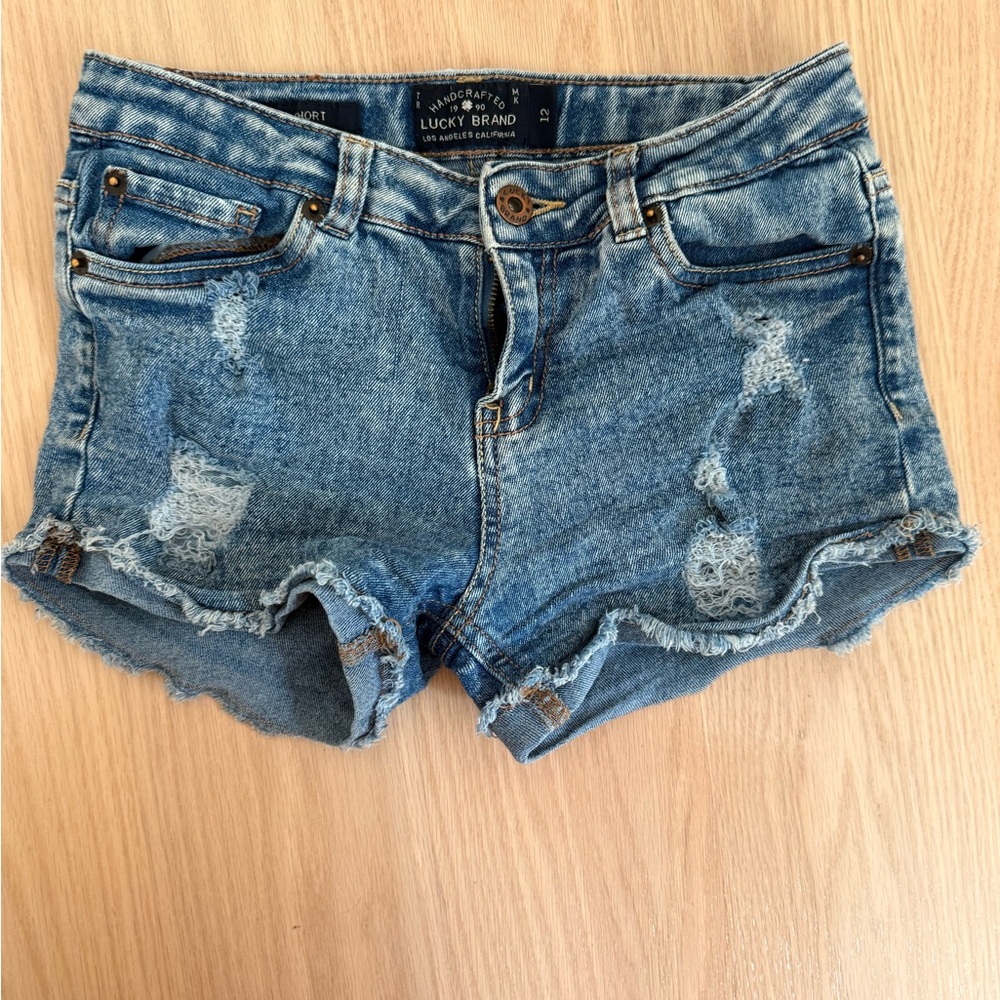Lucky Brand Girls  Distressed Blue Jean Shorts